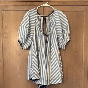 Striped Blue and White Women's Romper